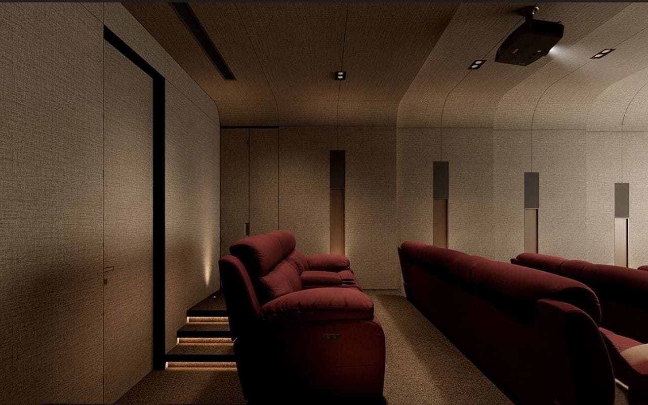 Modern Cinema Room with Acoustic Wall Treatment